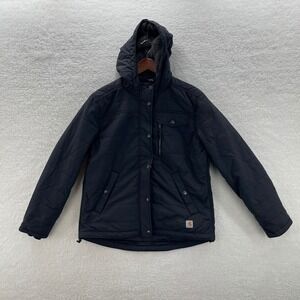 Carhartt Jacket Womens L Black Rain Defender Quilted Utility Sherpa Work 103909